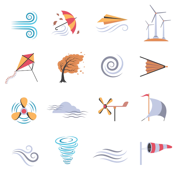 Free Vector | Wind color flat icons