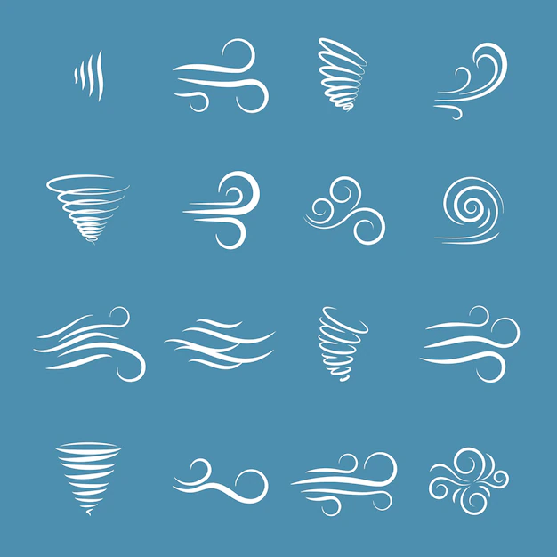 Free Vector | Wind icons nature, wave flowing, cool weather, climate and motion, vector illustration
