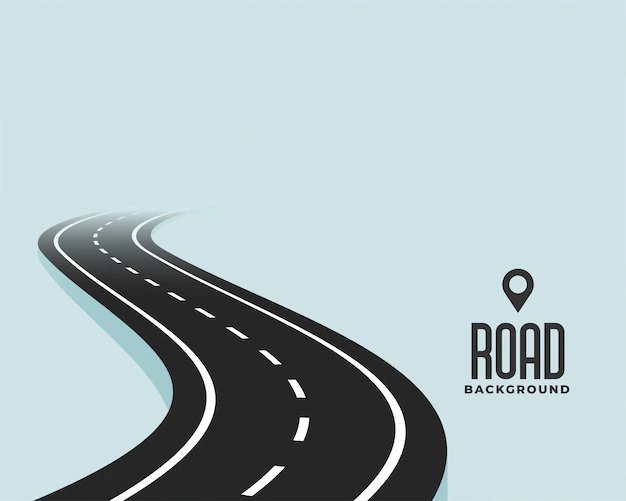Free Vector | Winding curve black road path background