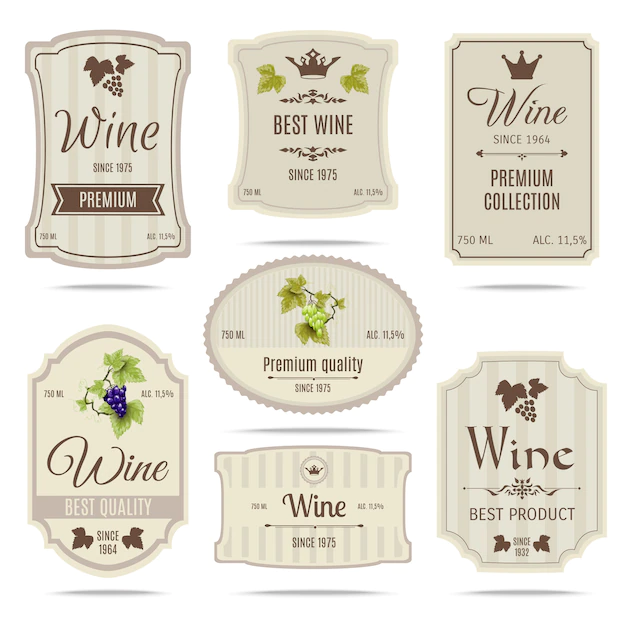 Free Vector | Wine labels set