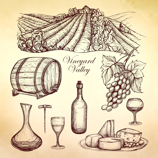 Free Vector | Wine sketch collection