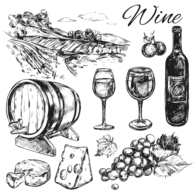 Free Vector | Wine vineyard set