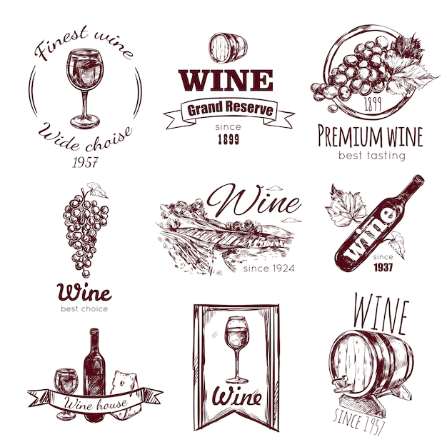 Free Vector | Wine vintage badge set
