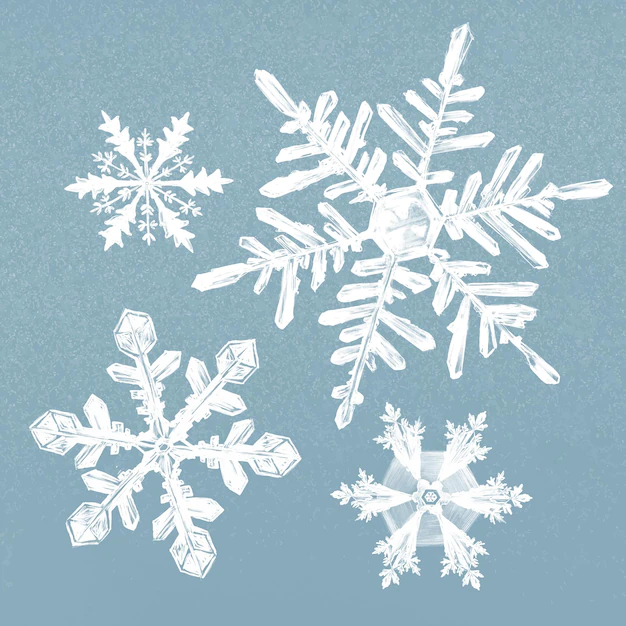 Free Vector | Winter snowflake illustration  on blue background set