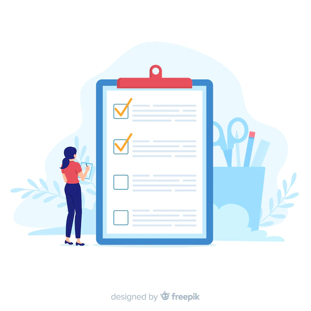 Free Vector | Woman checking giant check list