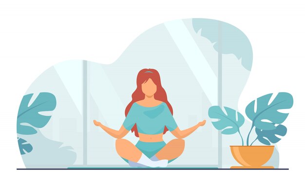 Free Vector | Woman in comfortable posture for meditation