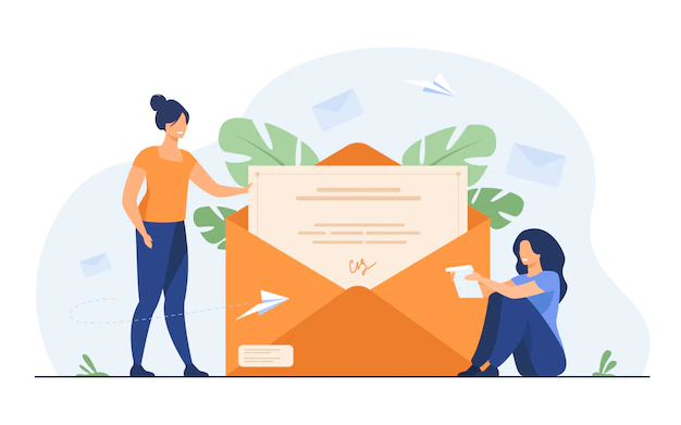 Free Vector | Woman receiving mail and reading letter