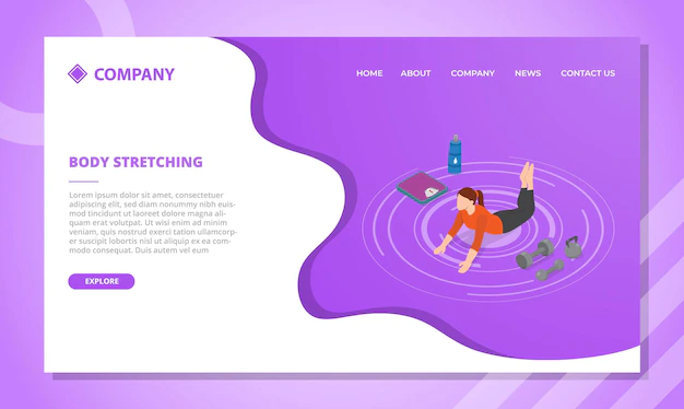 Free Vector | Woman stretch before sports concept for website template or landing homepage with isometric style