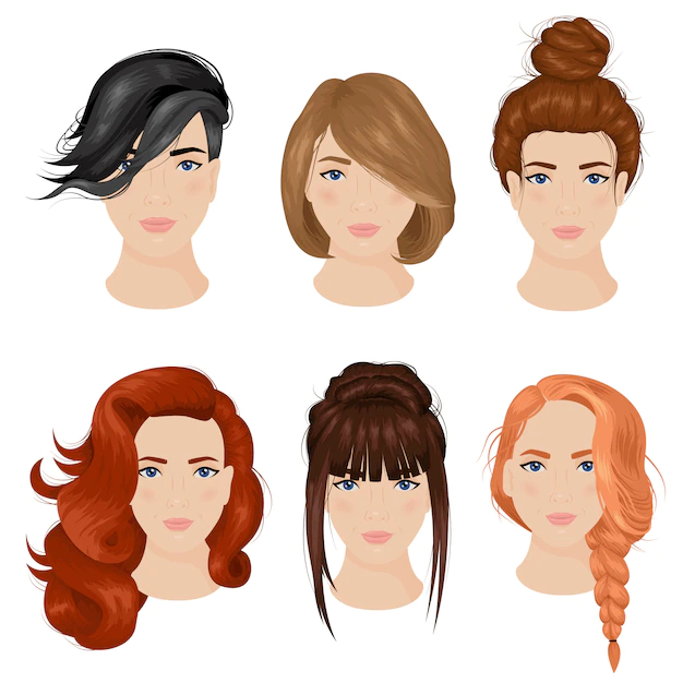 Free Vector | Women hairstyle ideas 6 icons collection