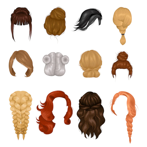 Free Vector | Women wigs hairstyle  realistic icons set