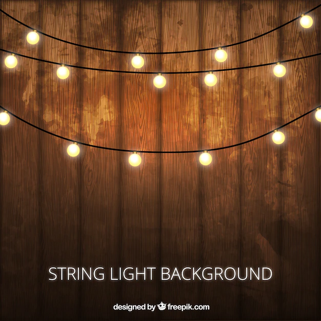 Free Vector | Wooden background with decorative lightbulbs