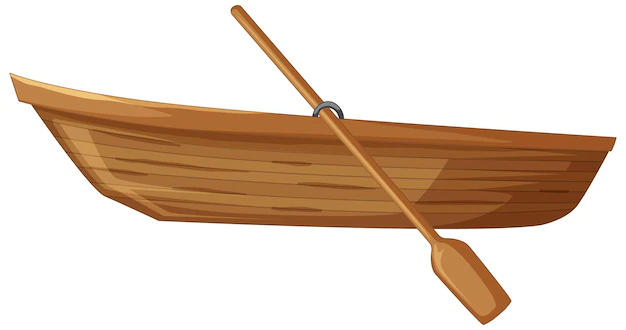 Free Vector | Wooden boat with paddle on white background