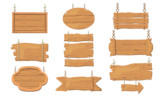 Free Vector | Wooden signs set