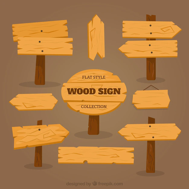 Free Vector | Wooden signs with shadows
