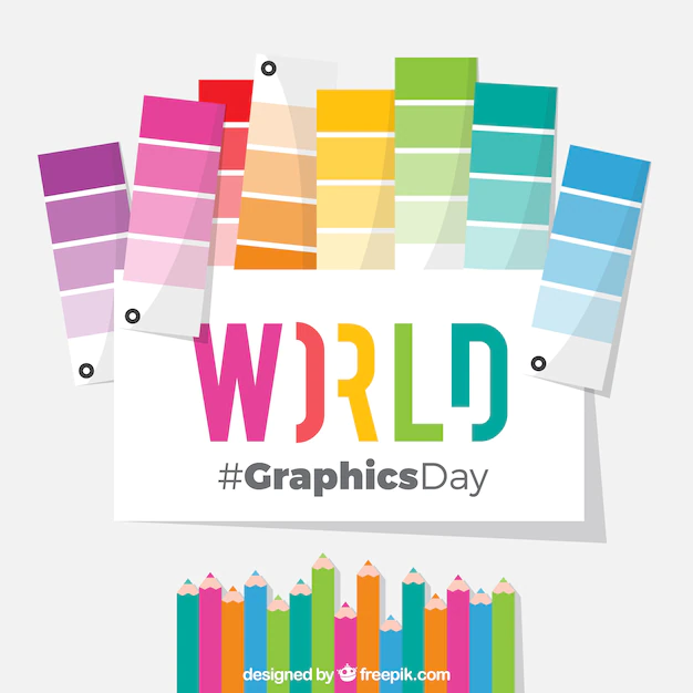 Free Vector | World graphics day background with pantones and color pencils
