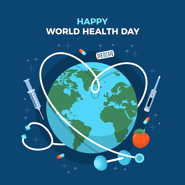 Free Vector | World health day illustration with planet and stethoscope