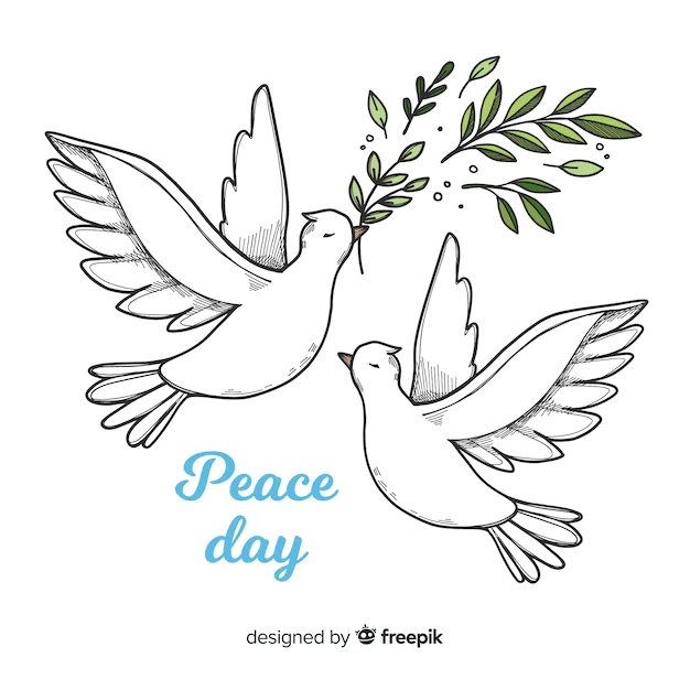 Free Vector | World peace day background with doves in hand drawn style