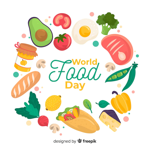 Free Vector | Worldwide food day with variety of nutritious food