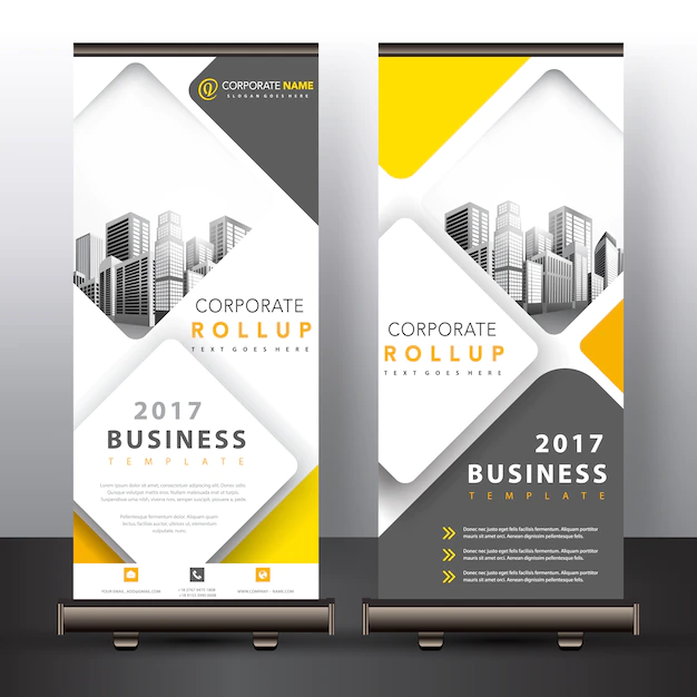 Free Vector | Yellow and grey roll up design