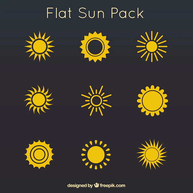 Free Vector | Yellow flat suns pack