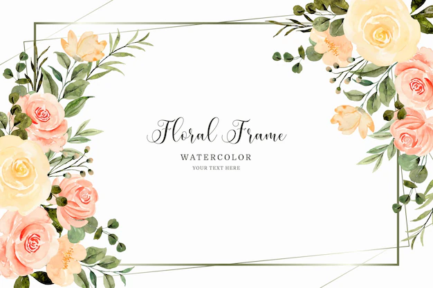 Free Vector | Yellow rose flower frame with watercolor