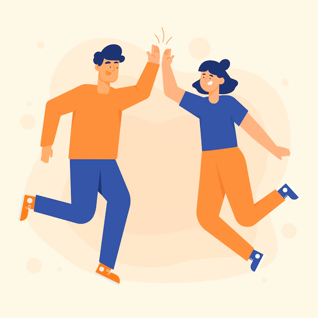 Free Vector | Young people giving high five illustrations set