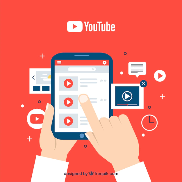 Free Vector | Youtube player in device with flat design