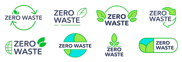 Free Vector | Zero waste eco friendly logos set