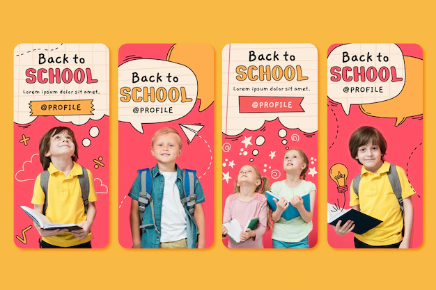 Free Vector | Hand drawn back to school instagram stories collection with photo
