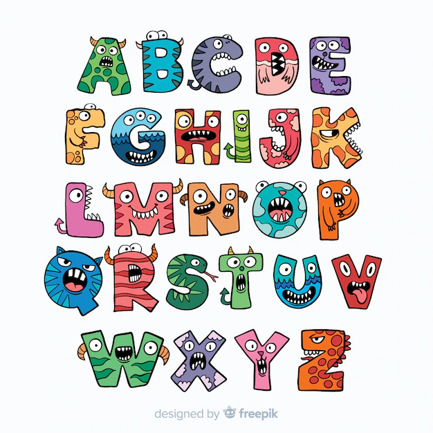 Free Vector | Cute halloween monster alphabet