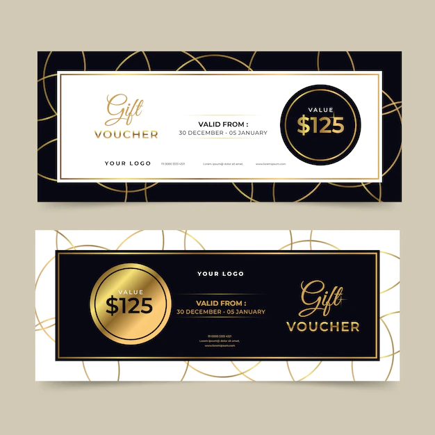 Free Vector | Golden gift voucher template