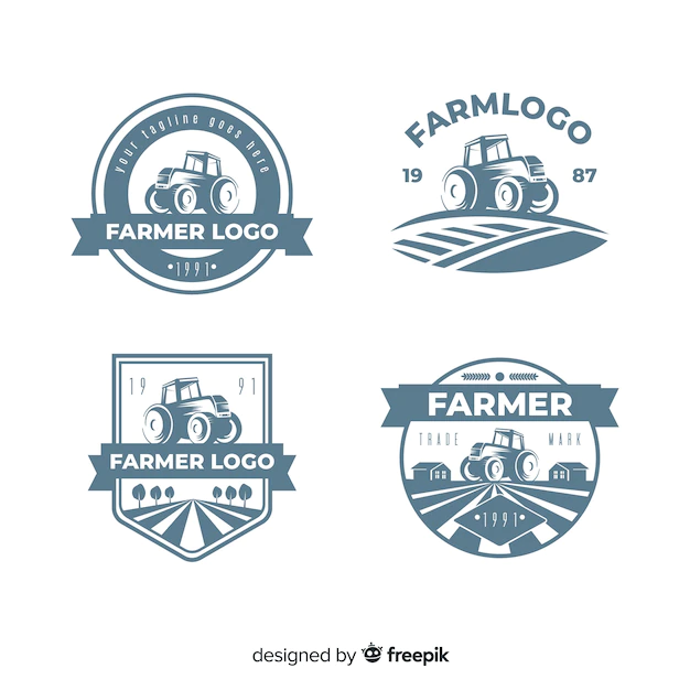 Free Vector | Flat farm logo template collection