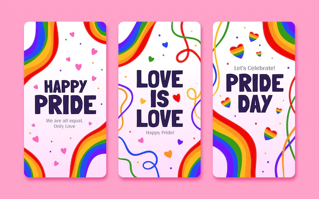 Free Vector | Hand drawn pride day instagram stories collection