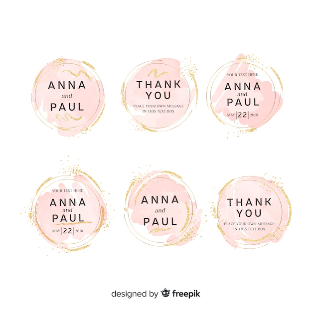 Free Vector | Watercolor stains wedding badges collection