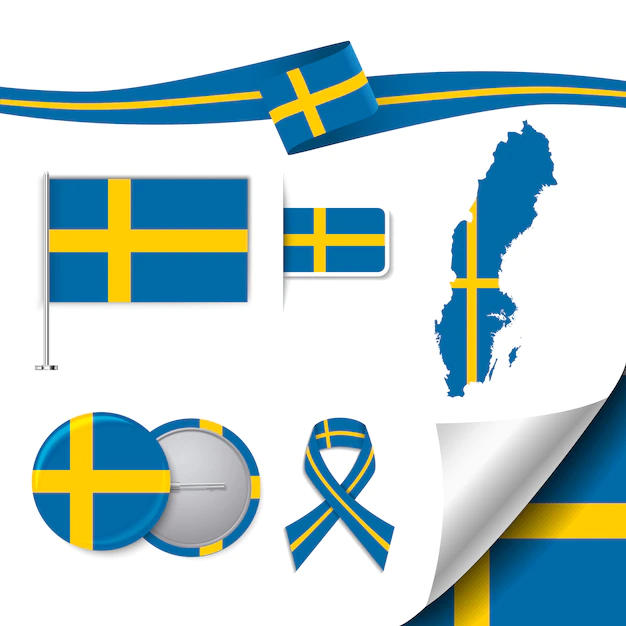 Free Vector | Stationery elements collection with the flag of sweden design