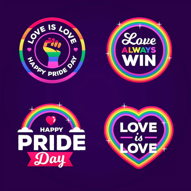 Free Vector | Flat pride day badge collection