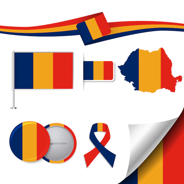 Free Vector | Stationery elements collection with the flag of romania design