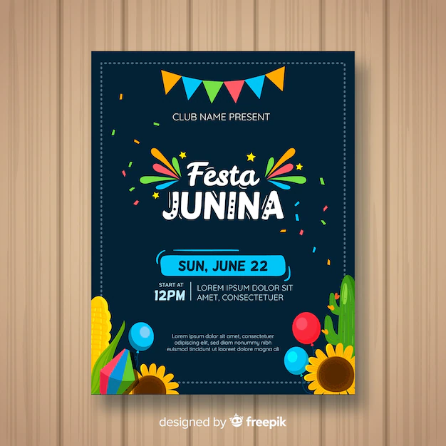 Free Vector | Flat festa junina flyer template
