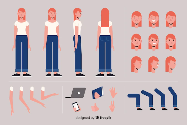 Free Vector | Cartoon woman character template