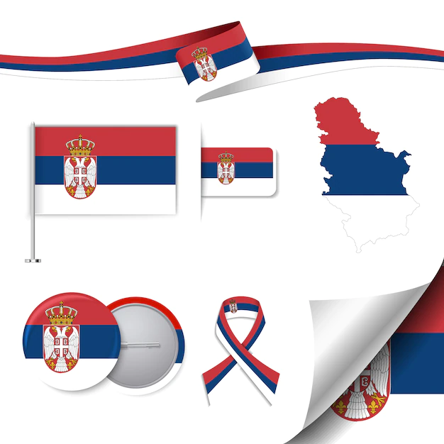 Free Vector | Stationery elements collection with the flag of serbia design