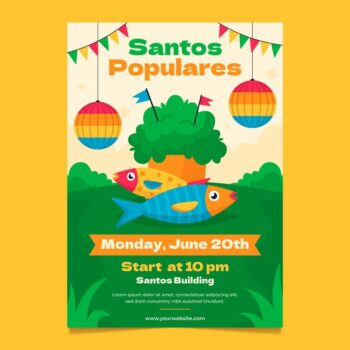 Free Vector | Santos populares hand drawn flat poster or flyer