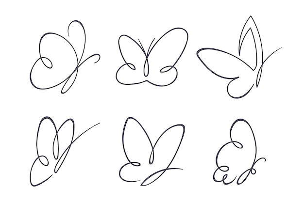 Free Vector | Hand drawn butterfly outline pack