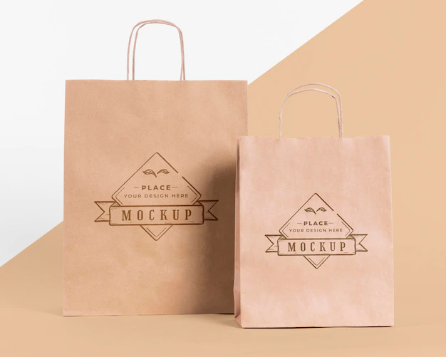 Free PSD | Paper bag concept with mock-up