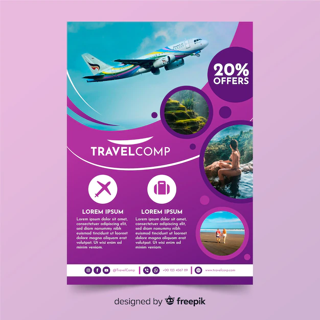 Free Vector | Travel flyer template with photo