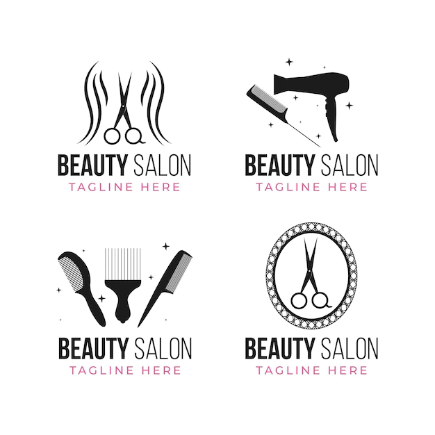 Free Vector | Flat-hand drawn hair salon logo collection