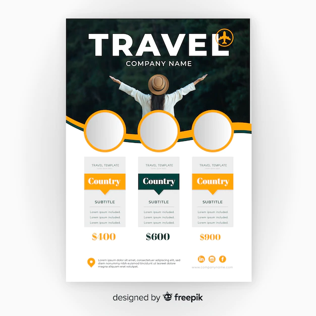 Free Vector | Travel flyer template with photo