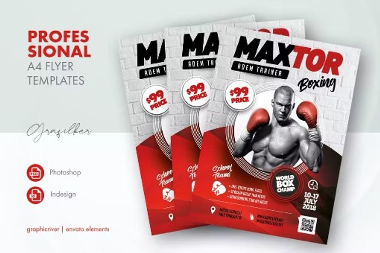 Boxing School Flyer Templates free download