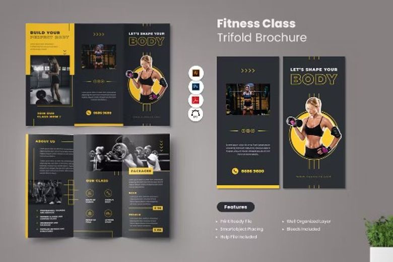 Fitness Class Brochure Trifold free download