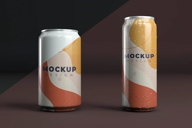 Free PSD | Abstract can packaging concept mock-up