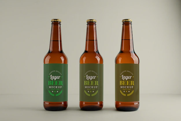 Free PSD | Alcoholic beer bottles mockup design
